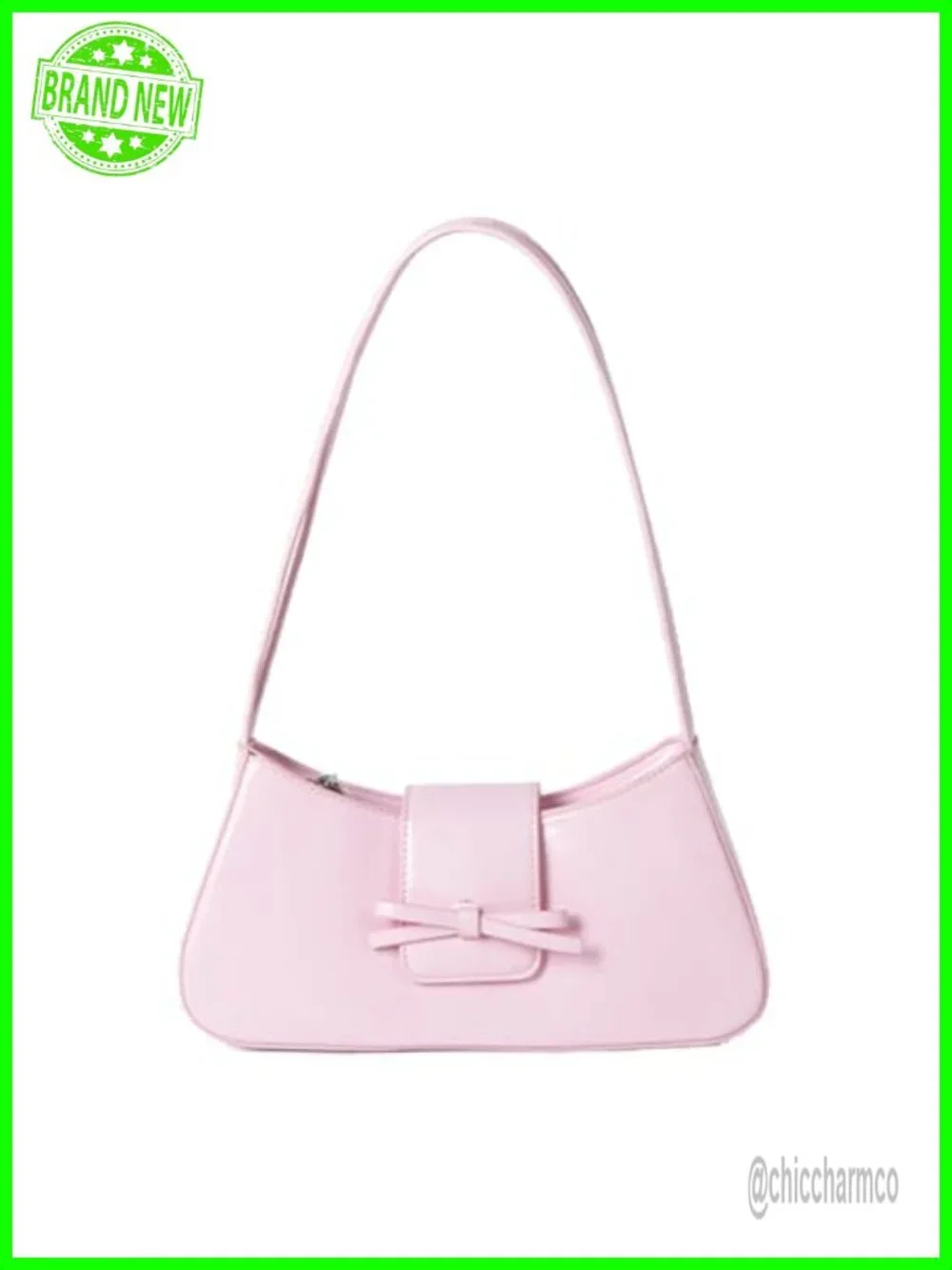 Patent Leather Hobo Shoulder Bag Y2K Bow Purse Clutch